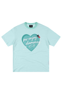 MEDM Striped Heart Letter Print Slim Loose Unisex T-shirt