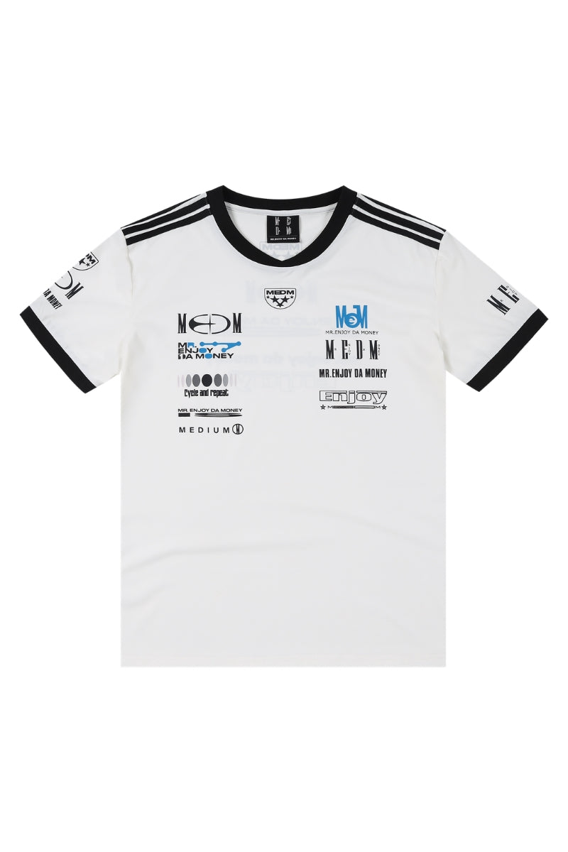MEDM Racing Logo Print Crew Neck T-Shirt