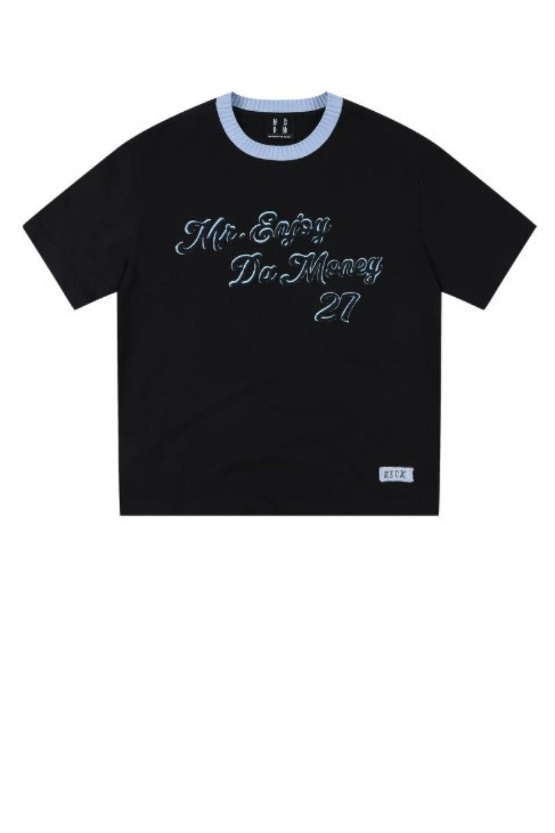 MEDM Colorful Knitted Collar T-shirt