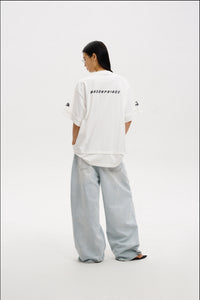 Masonprince  Double Golden Divide Knitted Round-Neck Short T-Shirt