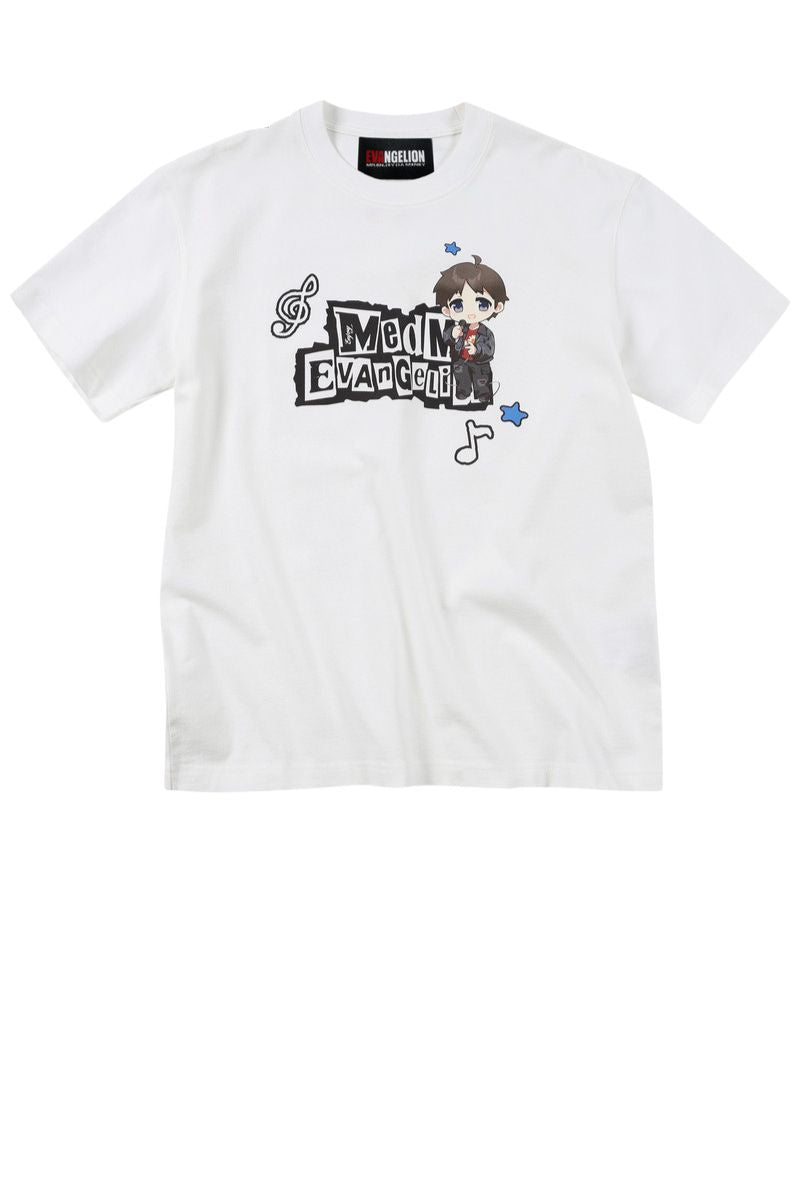 MEDM x EVA NEVER END Chibi Music Note Print Basic Crew Neck Tee