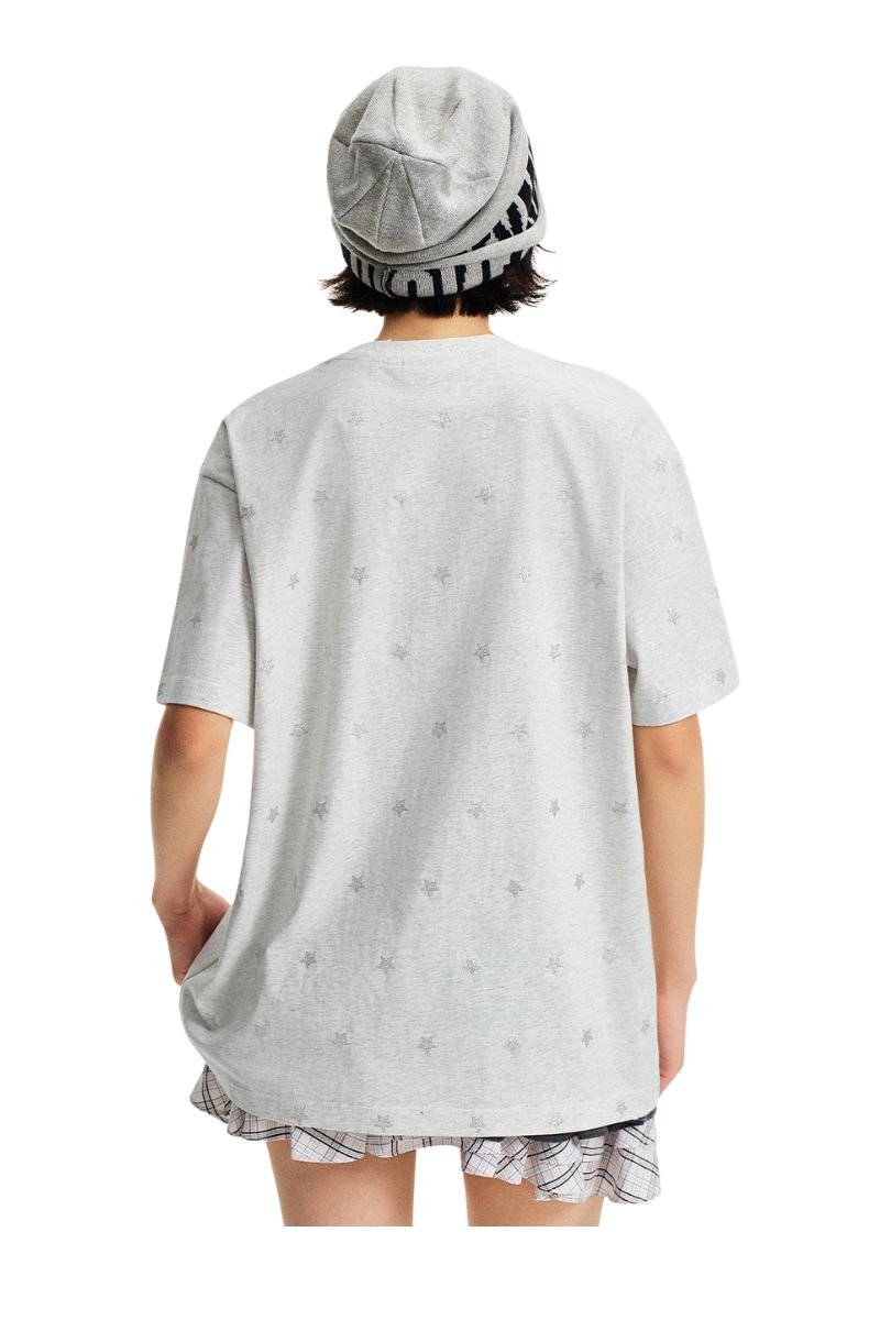 MEDM Glitter Star Double-Layer Short-Sleeve Top