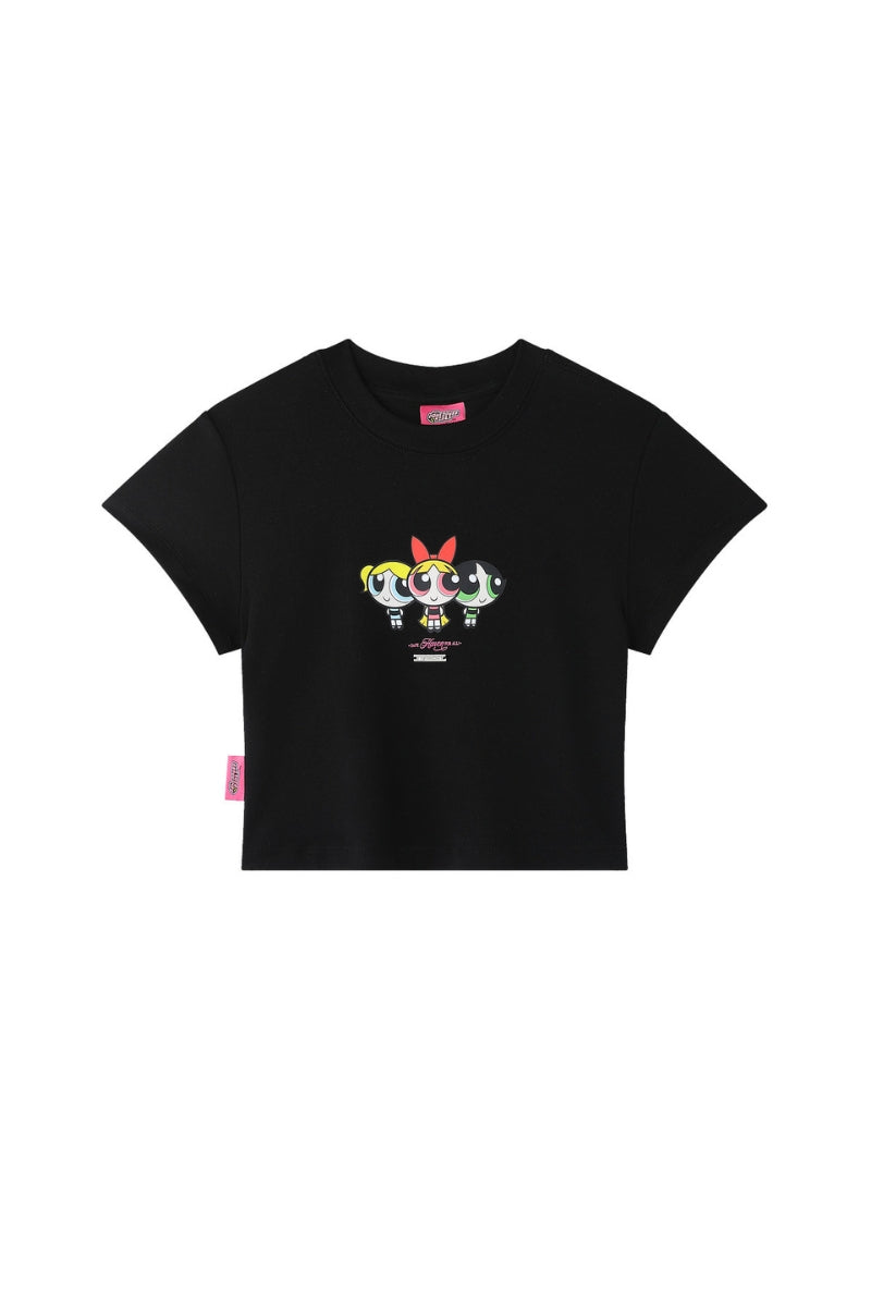 BJHG × The Powerpuff Girls Women Slim‑Fit Graphic‑Print Short‑Sleeve Tee