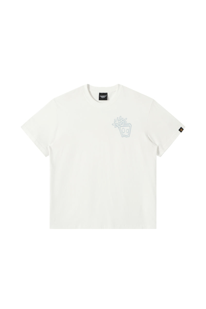DangerousPeople｜Glow‑in‑the‑Dark Crown D‑Logo Print Cotton T‑Shirt