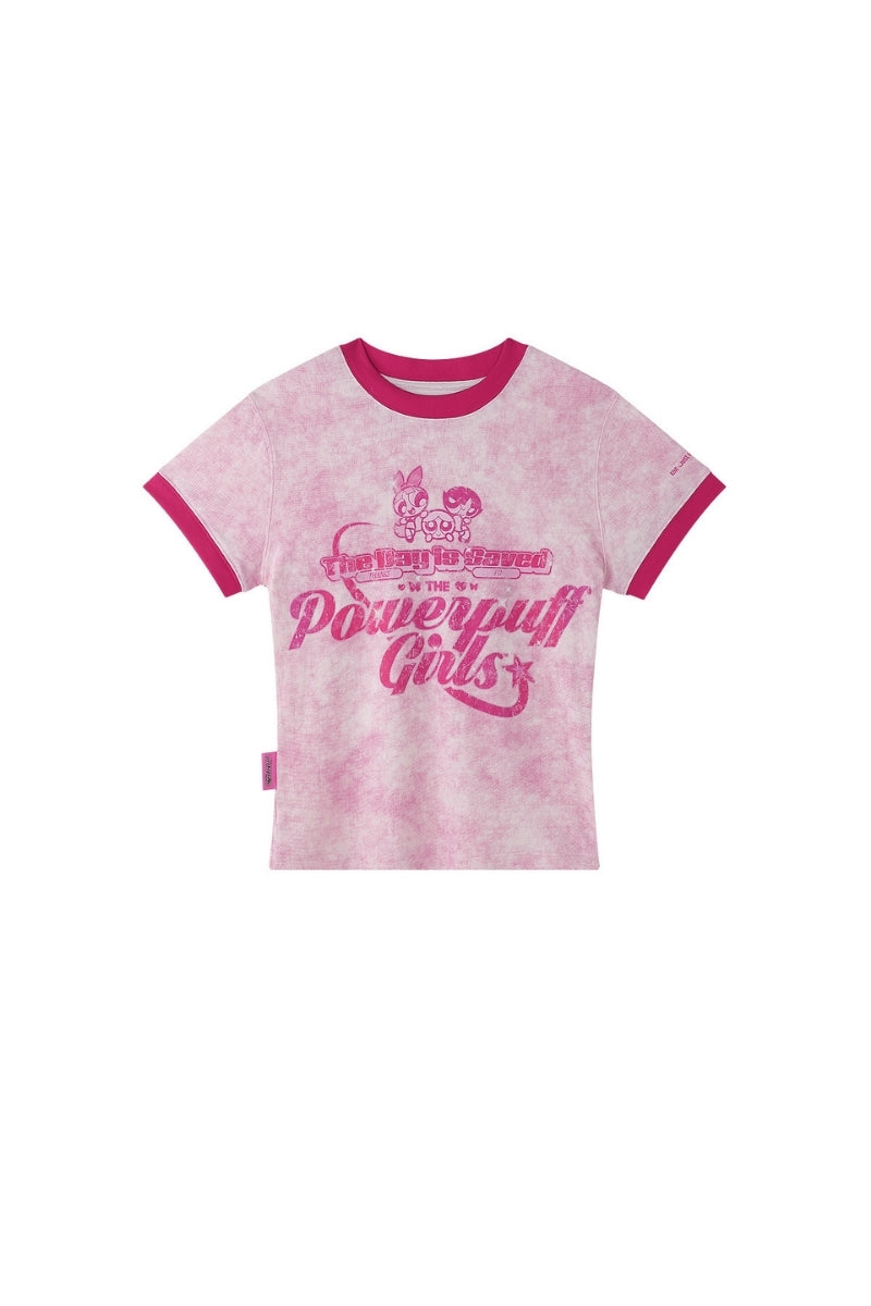 BJHG X Powerpuff Girls Fitted Crop Tee Women Summer Short Sleeve Top