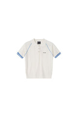MEDM Embroidered Small LOGO Color-Block Embedded Striped Short-Sleeve POLO