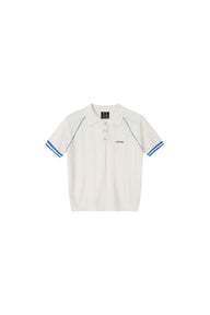 MEDM Embroidered Small LOGO Color-Block Embedded Striped Short-Sleeve POLO