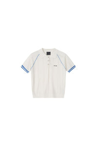 MEDM Embroidered Small LOGO Color-Block Embedded Striped Short-Sleeve POLO