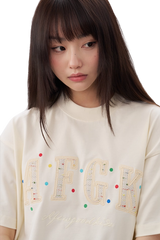 AFGK Rainbow Rhinestone Embroidery Patch Tee