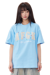 AFGK Rainbow Rhinestone Embroidery Patch Tee
