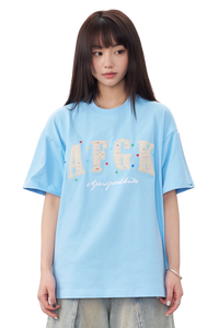 AFGK Rainbow Rhinestone Embroidery Patch Tee