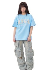 AFGK Rainbow Rhinestone Embroidery Patch Tee