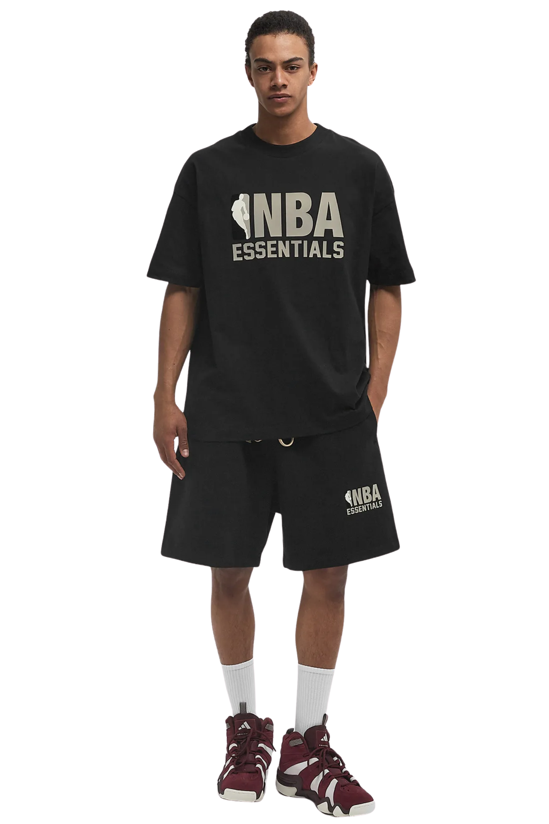 NBA x Essentials Fear Of God Oversized Jersey Tee BLACK GREY