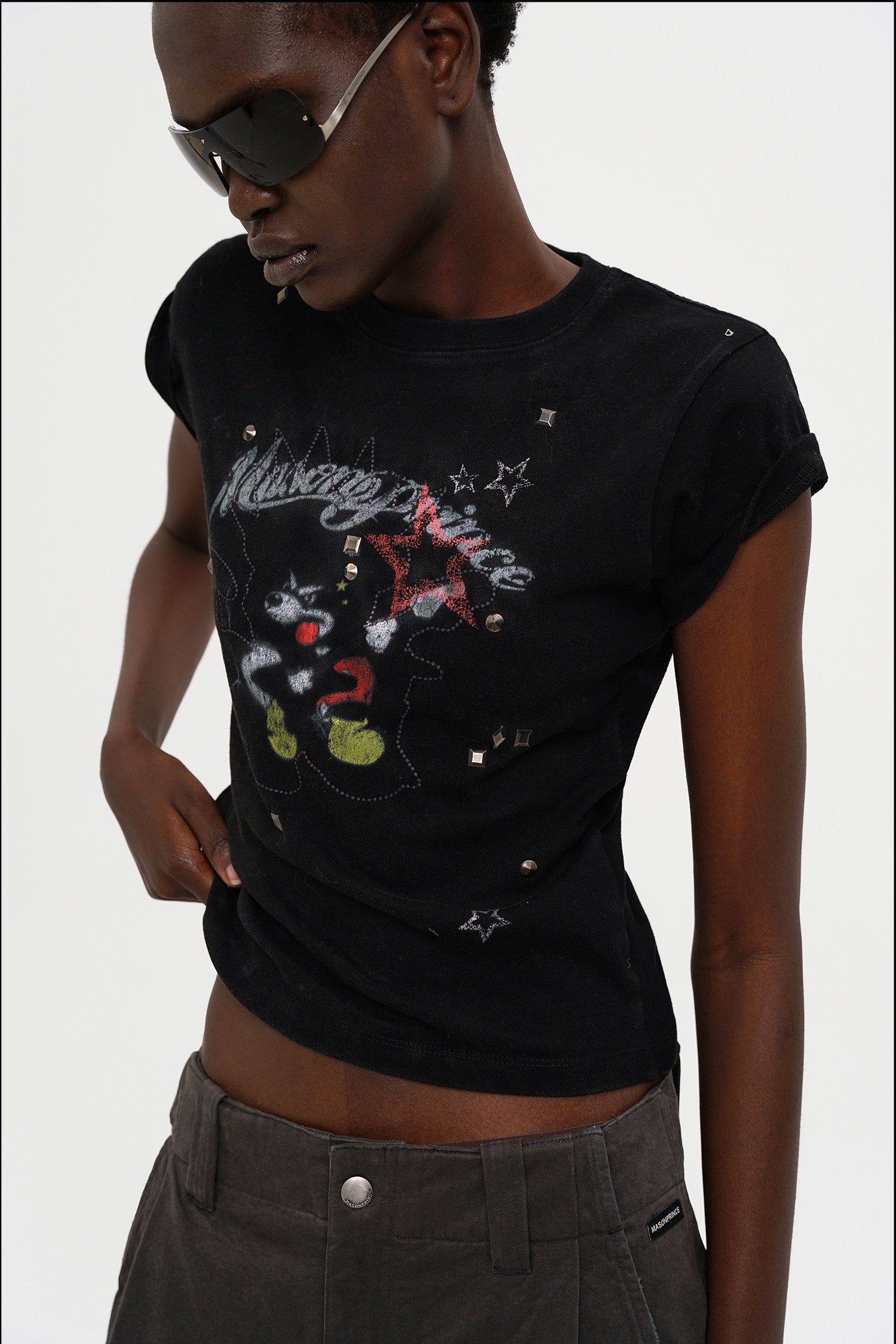 Masonprince  New Year Unfinished Parody Bear Double-Style Reversed Short-Sleeve T-Shirt