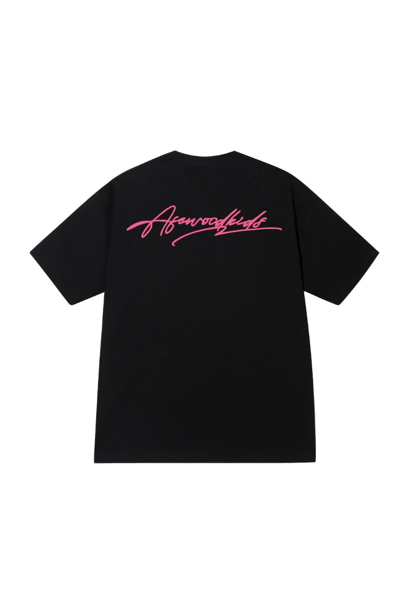 AFGK | Script Embroidery Tee, American Relaxed Unisex Loose T-Shirt