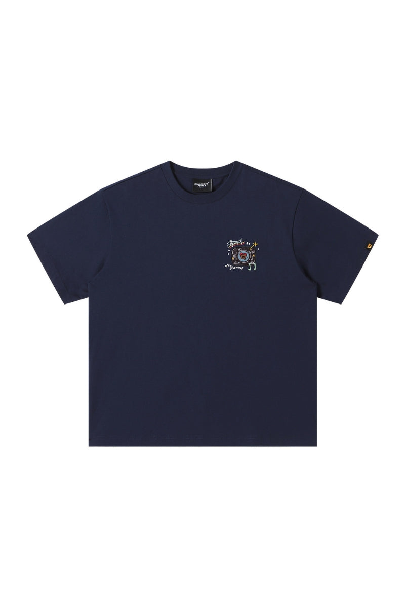 DangerousPeople DSP Mini‑D Vinyl Record Crew Neck Cotton Loose Casual T‑Shirt