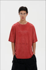 Masonprince  Dyed Printed Short-Sleeved T-Shirt (Double Version)