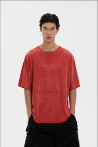 Masonprince  Dyed Printed Short-Sleeved T-Shirt (Double Version)