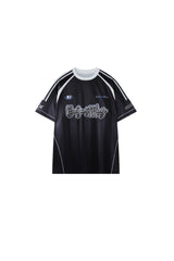 BJHG Summer Couple Jersey Retro Striped Short‑Sleeve T‑Shirt American Outdoor Street Top
