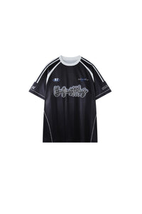 BJHG Summer Couple Jersey Retro Striped Short‑Sleeve T‑Shirt American Outdoor Street Top
