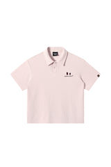 DangerousPeople DSP｜Textured Small‑Eye Graphic Boxy Fit Couple Short‑Sleeve Polo Shirt