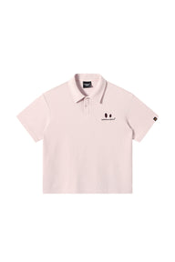 DangerousPeople DSP｜Textured Small‑Eye Graphic Boxy Fit Couple Short‑Sleeve Polo Shirt