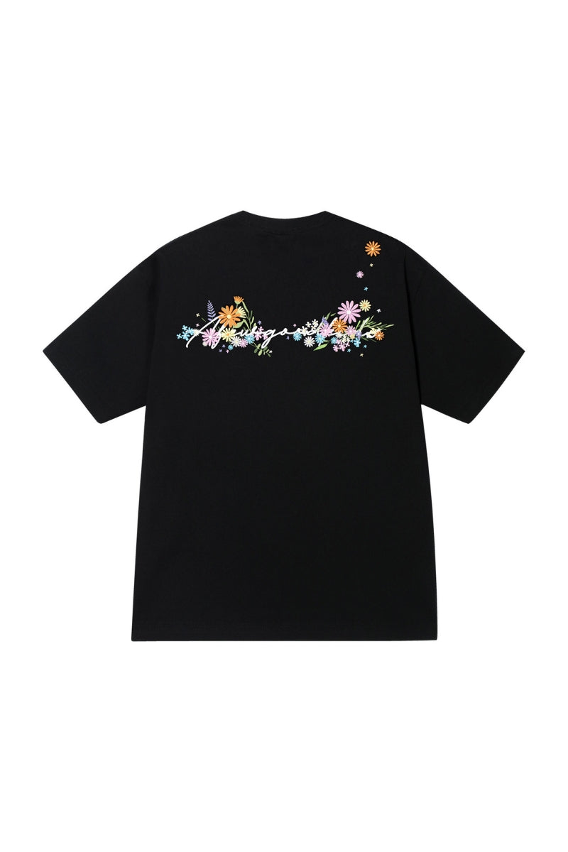 AFGK | Floral Embroidered Heavyweight Tee, American Casual Unisex T-Shirt