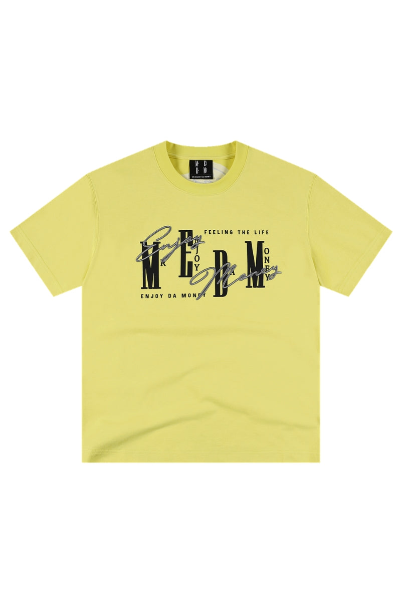 MEDM 3D Logo Embroidery Contrast Color Cooling Crew Neck Tee