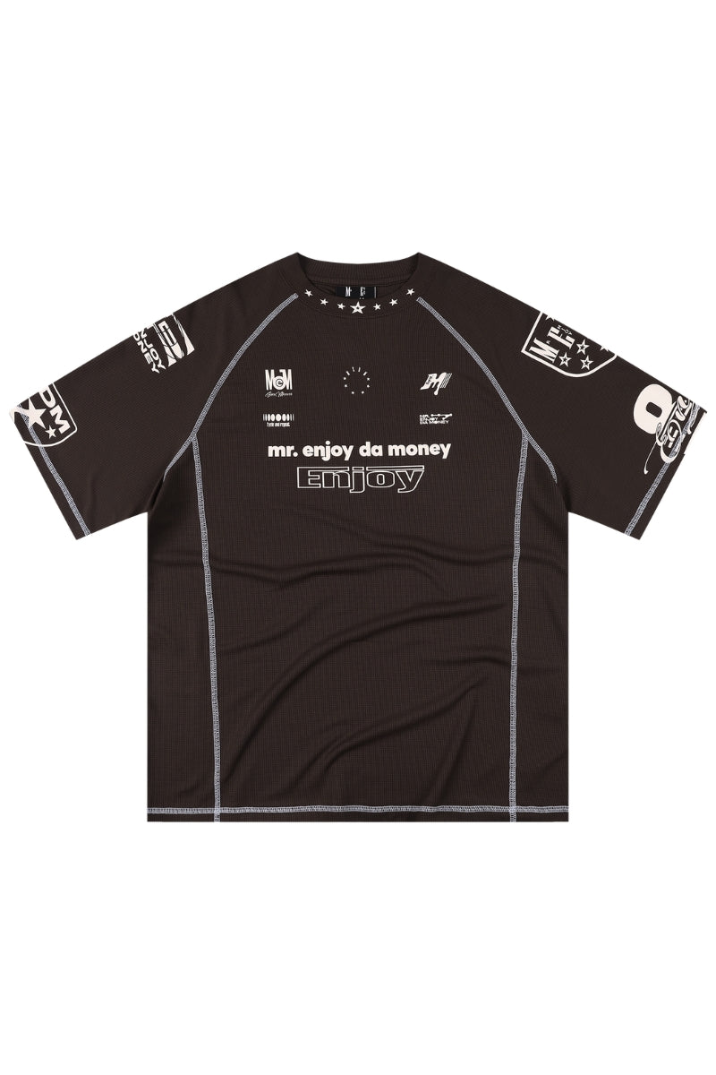 MEDM Contrast Stitch Star Print Quick Dry Sports Tee