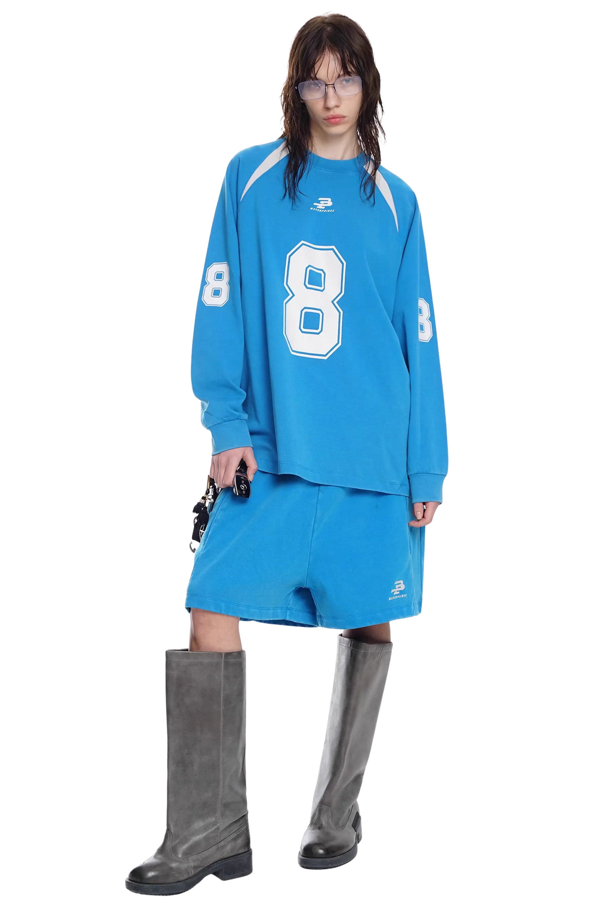 Masonprince No. 8 Jersey Style Cotton Long Sleeve Tee