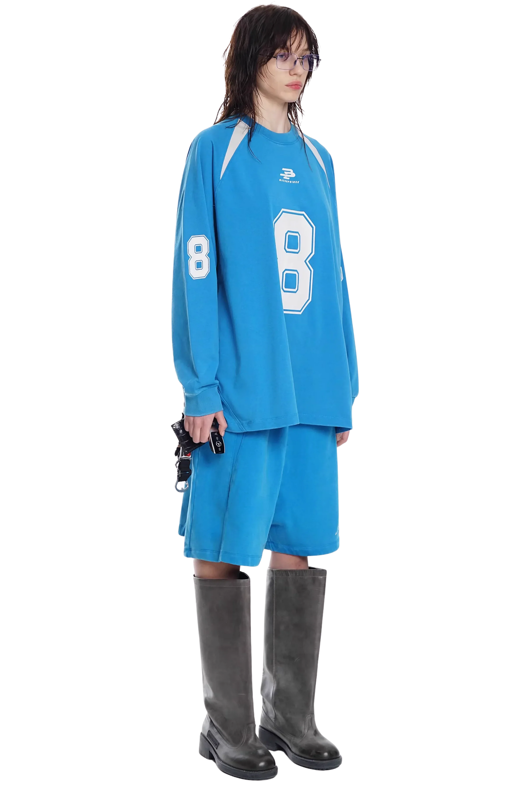 Masonprince No. 8 Jersey Style Cotton Long Sleeve Tee