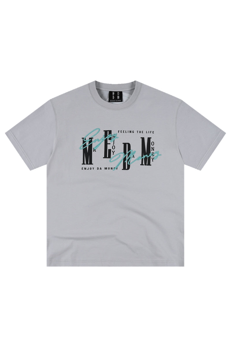 MEDM 3D Logo Embroidery Contrast Color Cooling Crew Neck Tee