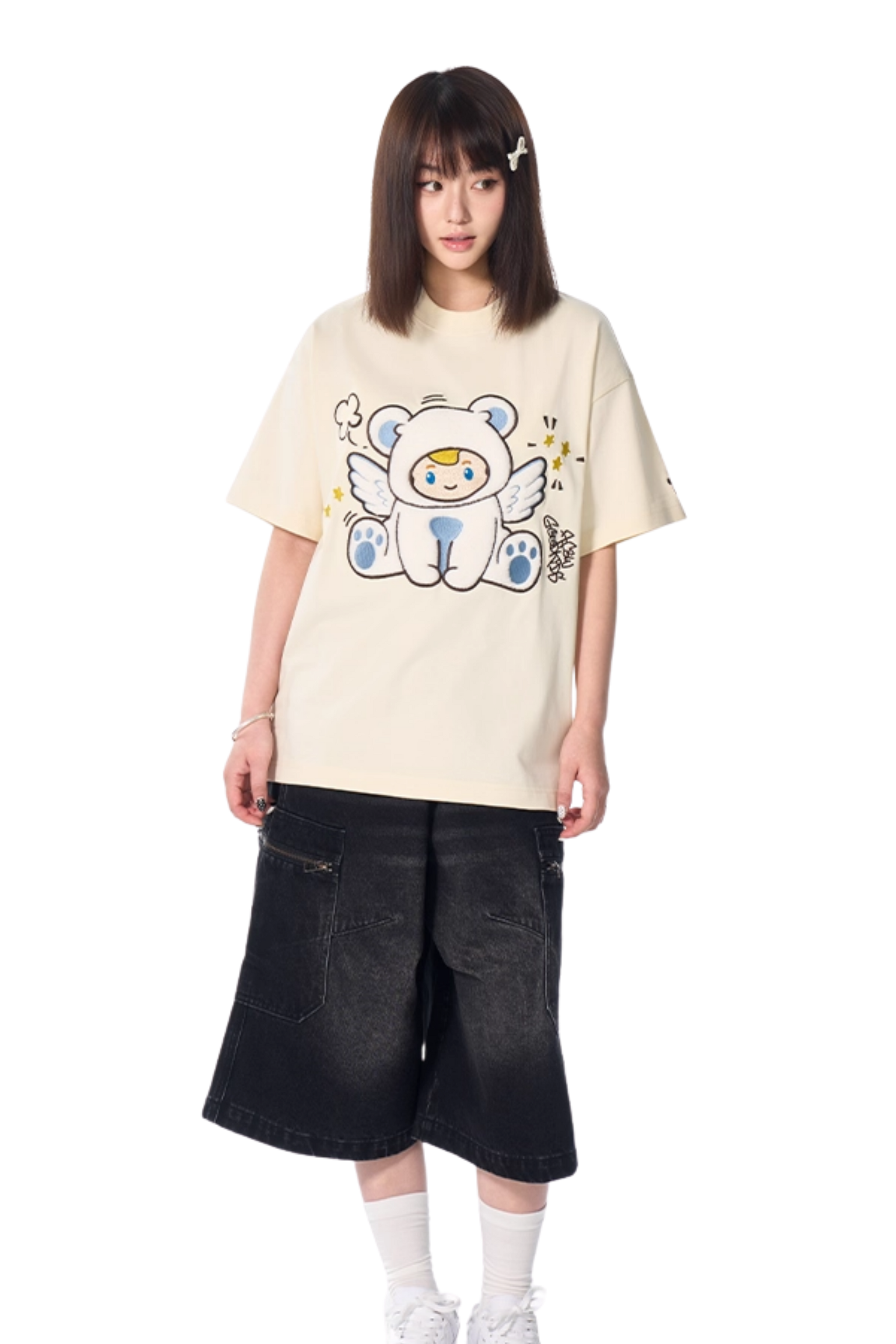 AFGK Cartoon Angel Series Towel Embroidery Tee