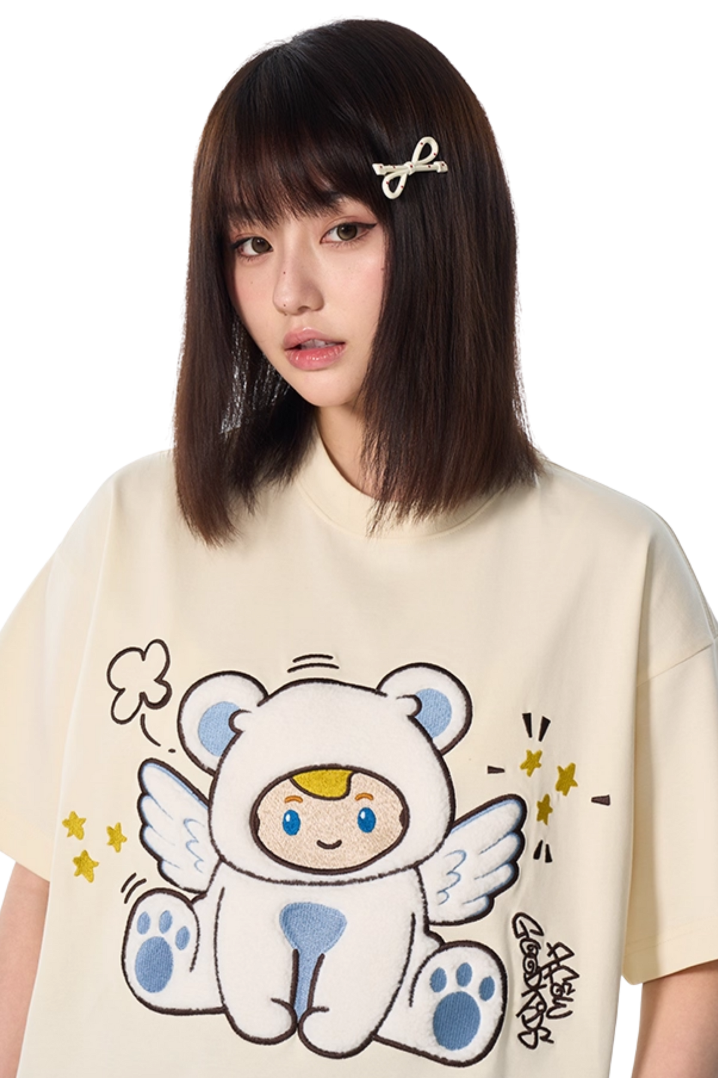 AFGK Cartoon Angel Series Towel Embroidery Tee