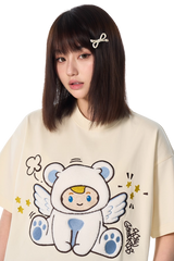 AFGK Cartoon Angel Series Towel Embroidery Tee