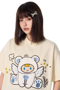 AFGK Cartoon Angel Series Towel Embroidery Tee