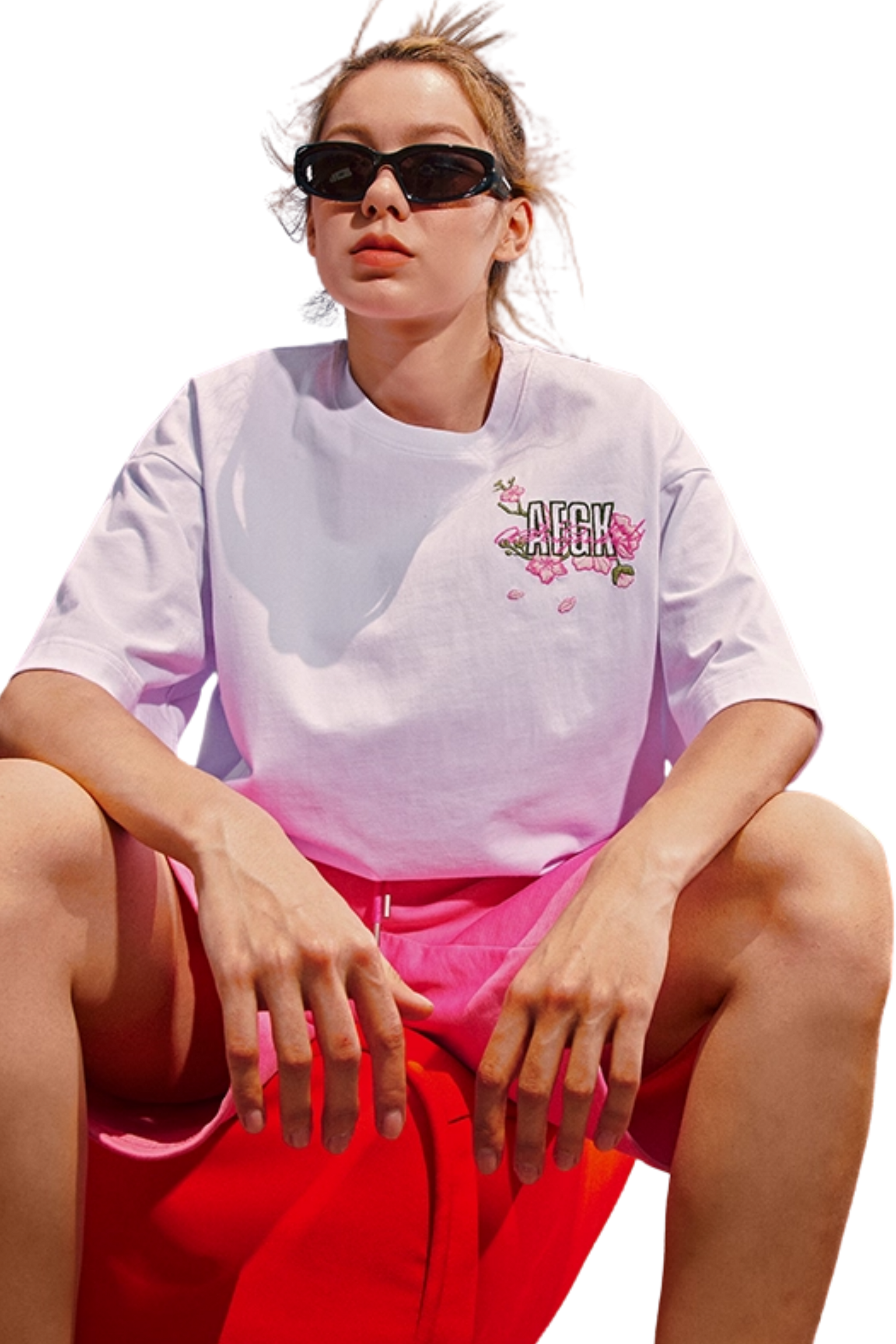 AFGK Peach Blossom Embroidery Tee
