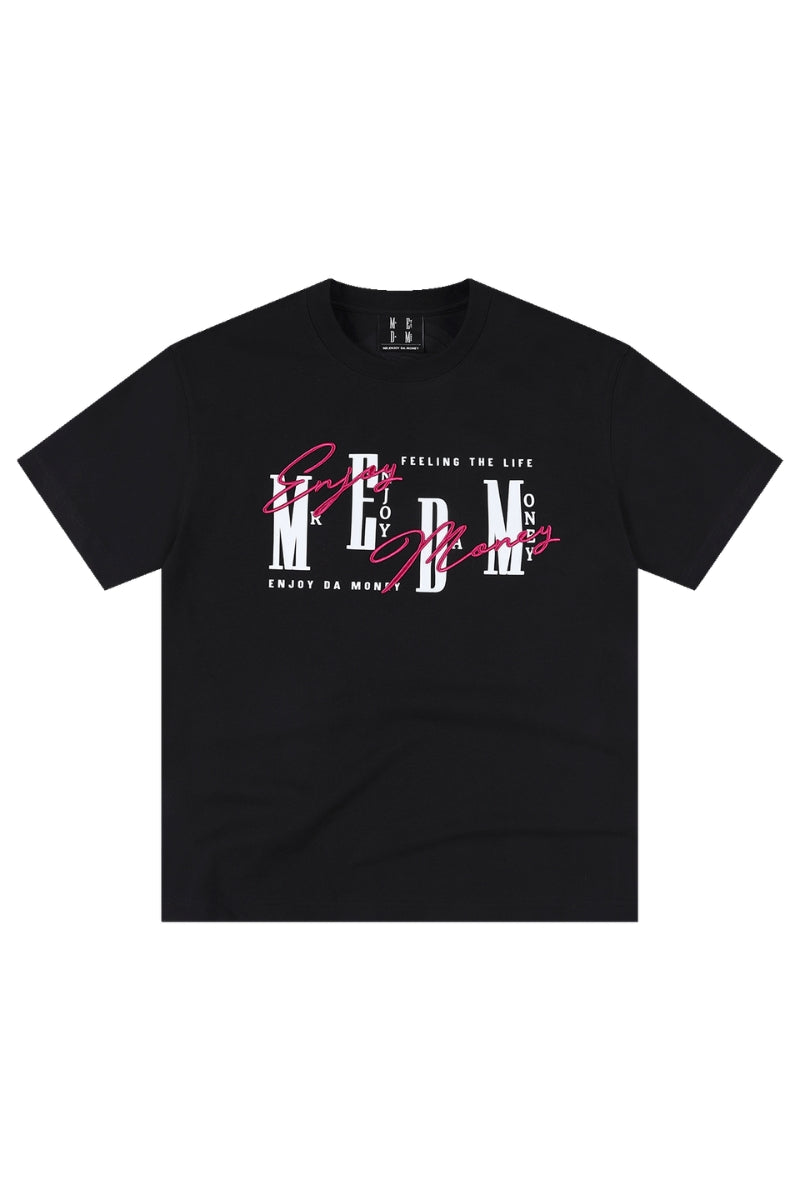 MEDM 3D Logo Embroidery Contrast Color Cooling Crew Neck Tee