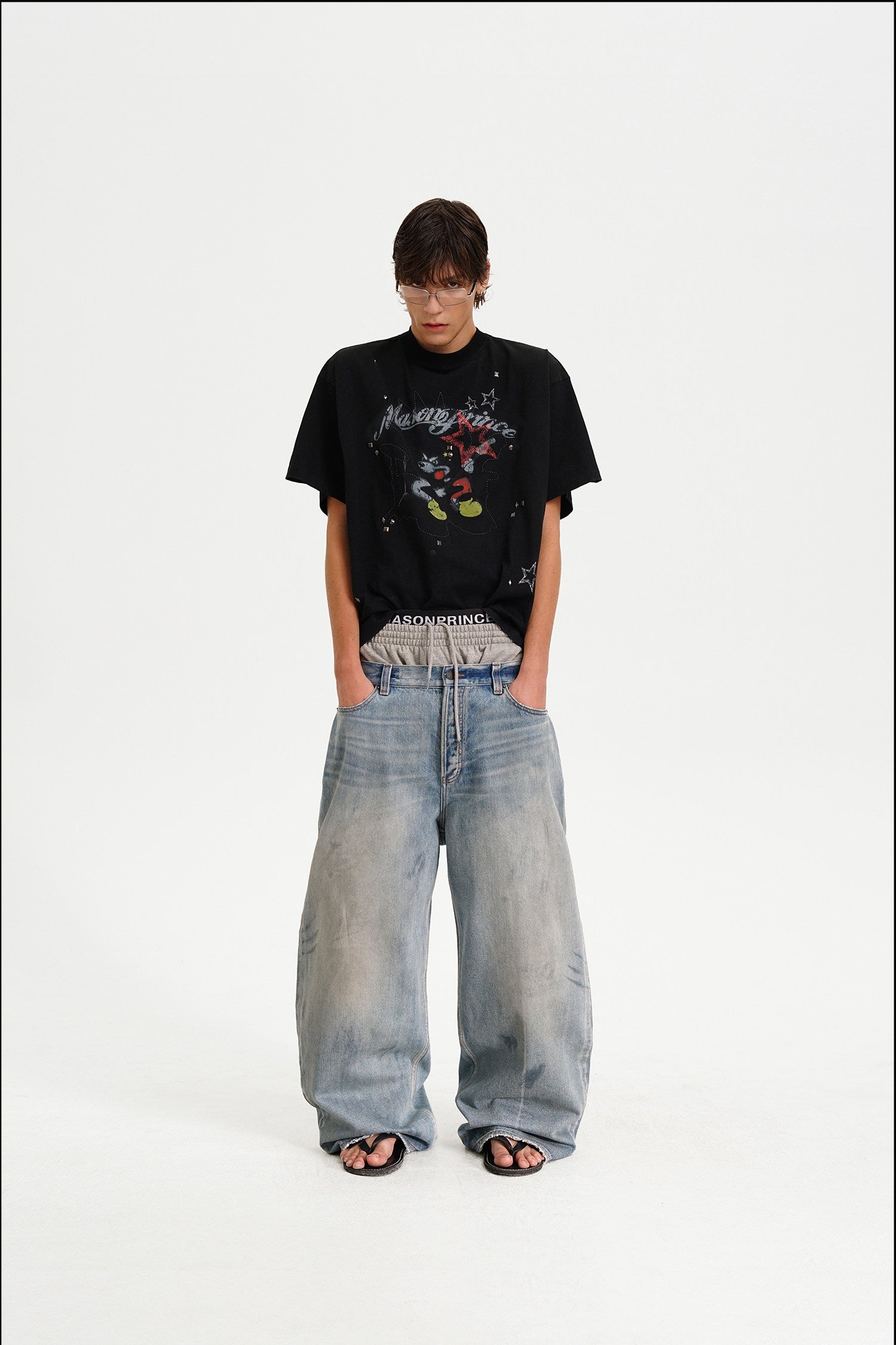 Masonprince  New Year Unfinished Parody Bear Double-Style Reversed Short-Sleeve T-Shirt