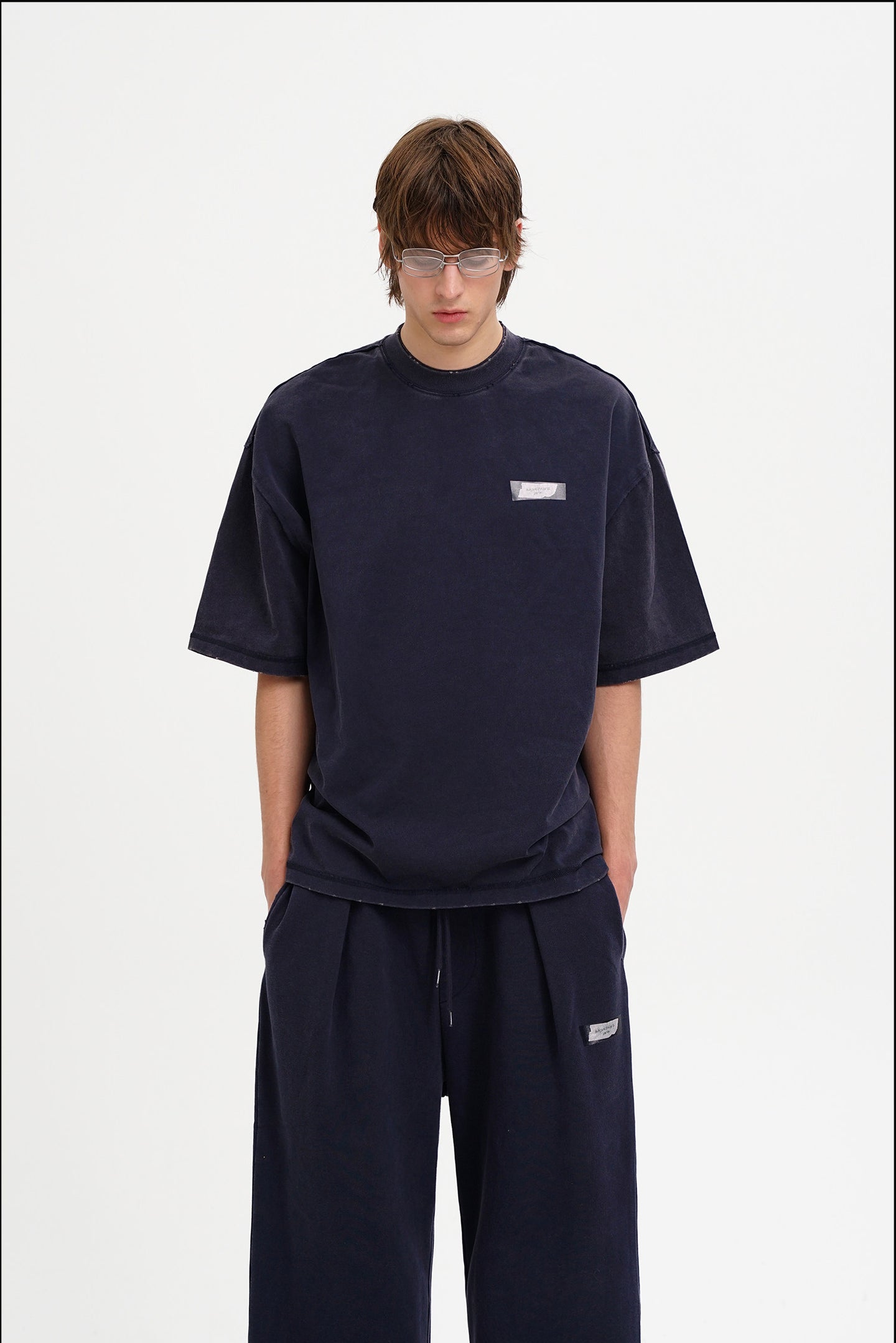 Masonprince 26 Early Spring Layered Crew Neck Knit Short-Sleeve T-Shirt