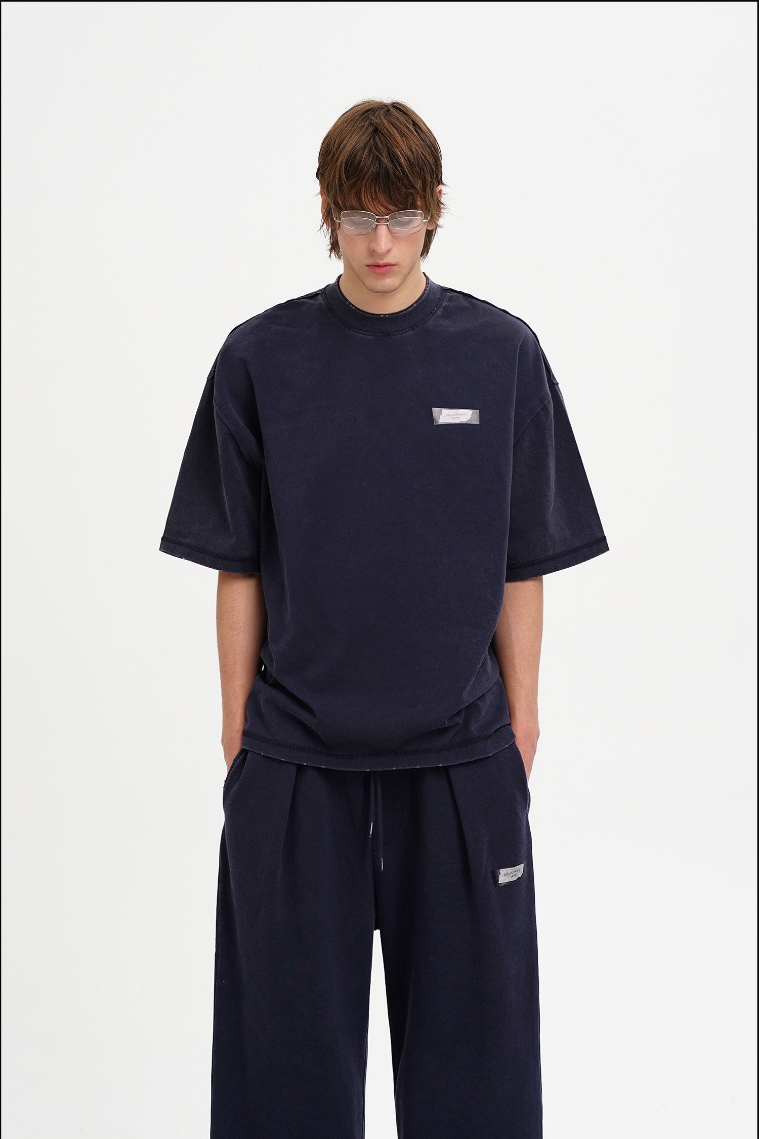 Masonprince 26 Early Spring Layered Crew Neck Knit Short-Sleeve T-Shirt