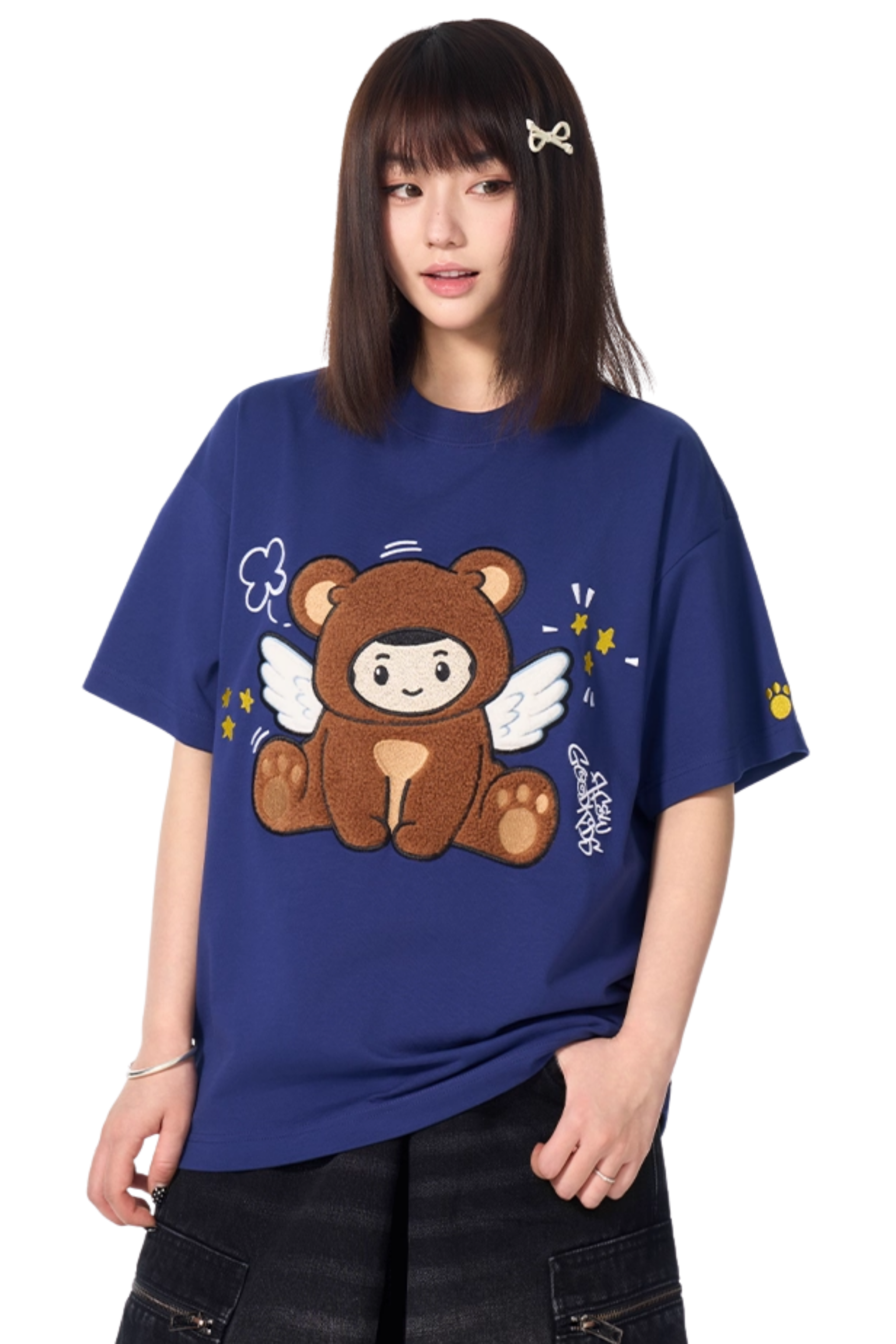 AFGK Cartoon Angel Series Towel Embroidery Tee