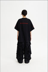 Masonprince  Double Golden Divide Knitted Round-Neck Short T-Shirt