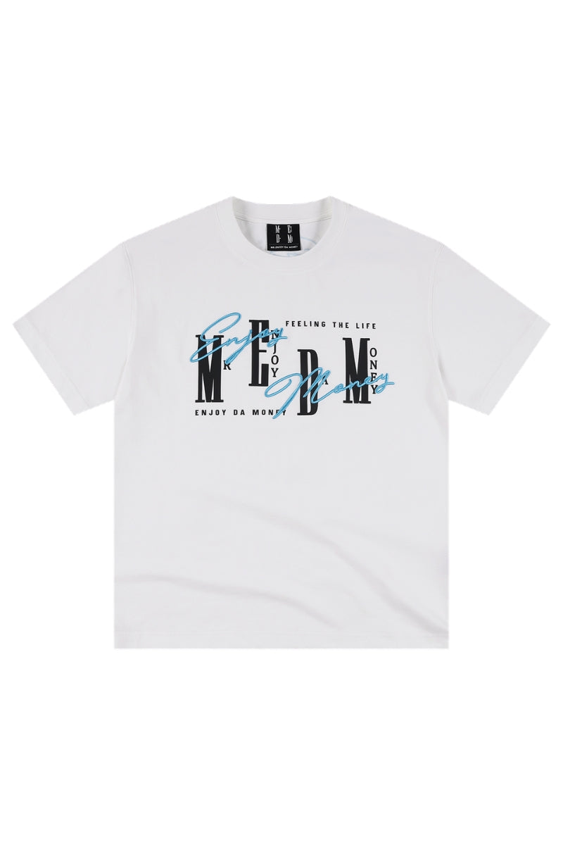 MEDM 3D Logo Embroidery Contrast Color Cooling Crew Neck Tee