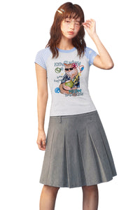 MEDM x YAD Cat & Dog Battle Print 3D Letter Raglan Women Tee
