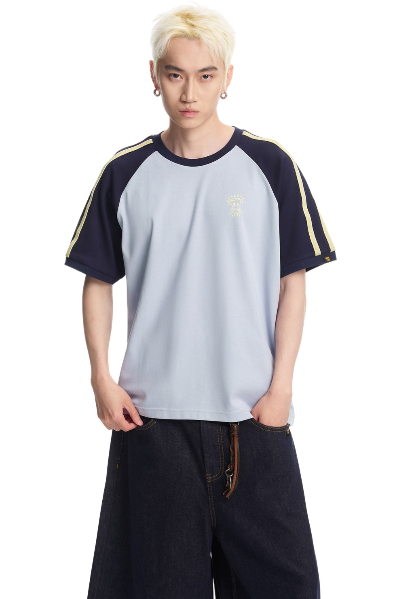 Dangerouspeople DSP Retro Panel Color‑Block Raglan Couple Tee
