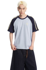 Dangerouspeople DSP Retro Panel Color‑Block Raglan Couple Tee