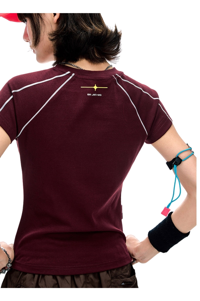 BJHG American Style Fitted Tee Women Summer New Cool‑Touch Streetwear Short Sleeve Top