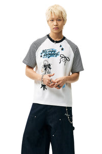 MEDM Striped Cartoon Animal Loose Short Sleeve Tee