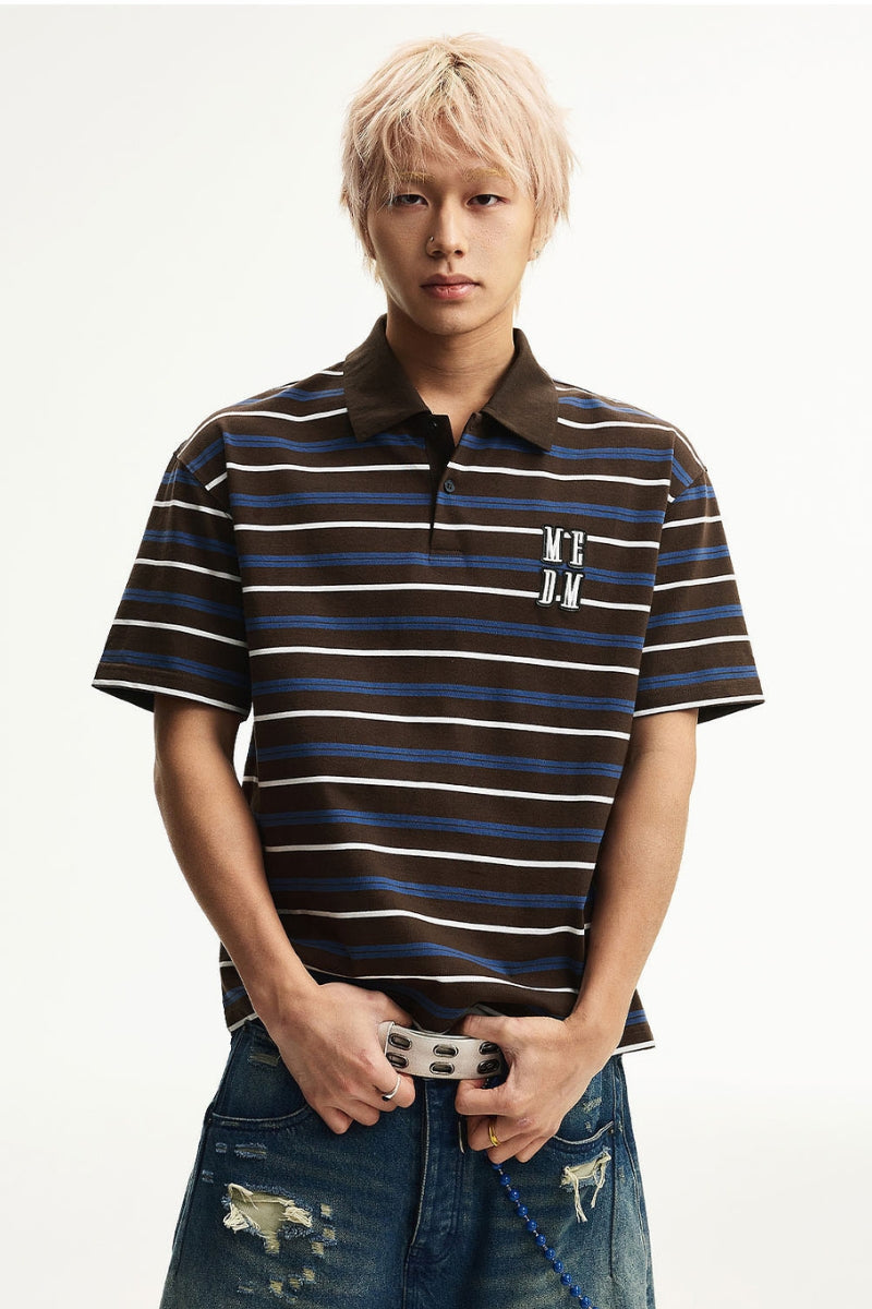 MEDM Shell Embroidery Stripe Couple Tee